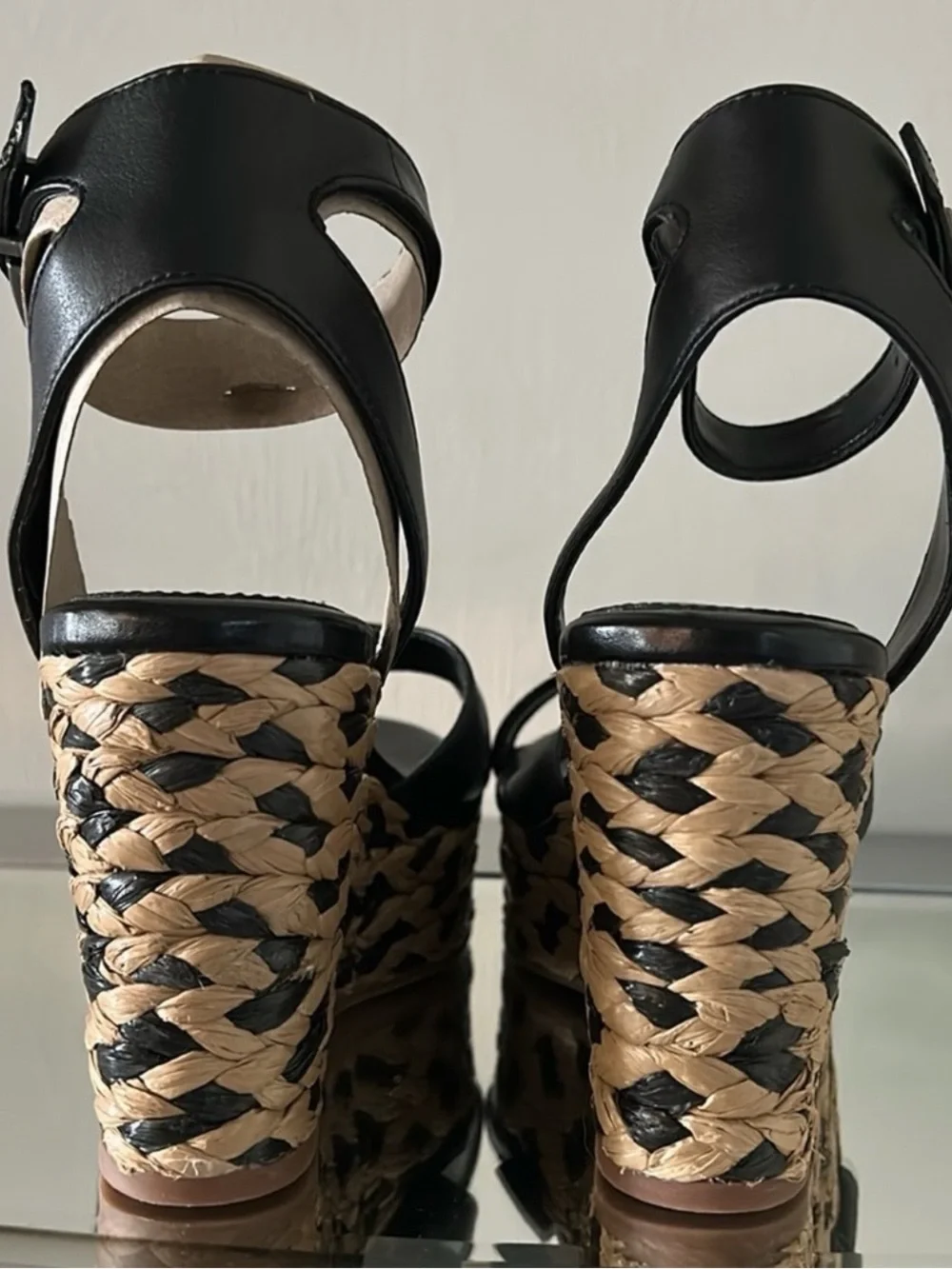 🆕 VINCE CAMUTO Fettana Black Espadrille Platform Wedge Sandals Women’s 9.5 NWT